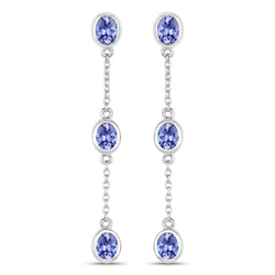 1.98 Carat Genuine Tanzanite .925 Sterling Silver Earrings