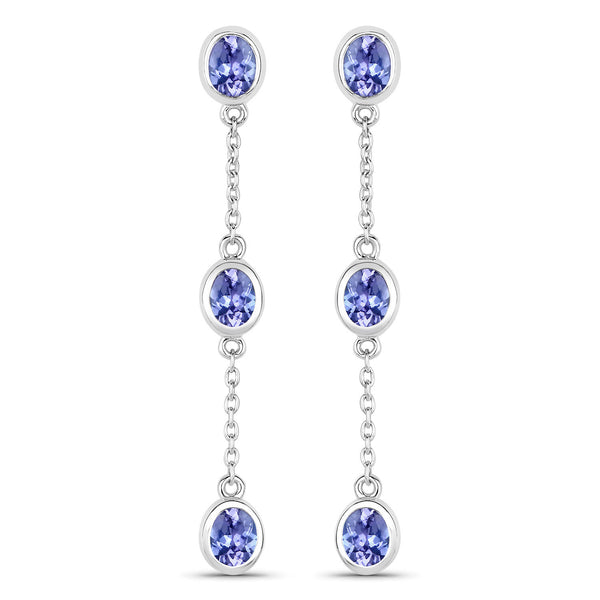 1.98 Carat Genuine Tanzanite .925 Sterling Silver Earrings