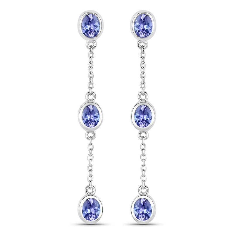 1.98 Carat Genuine Tanzanite .925 Sterling Silver Earrings