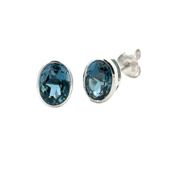 1.71ct London Blue Topaz Stud Earrings 10KT White Gold