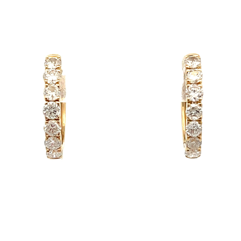 Natural .50ct Diamond Hoop Earrings 14KT Yellow Gold