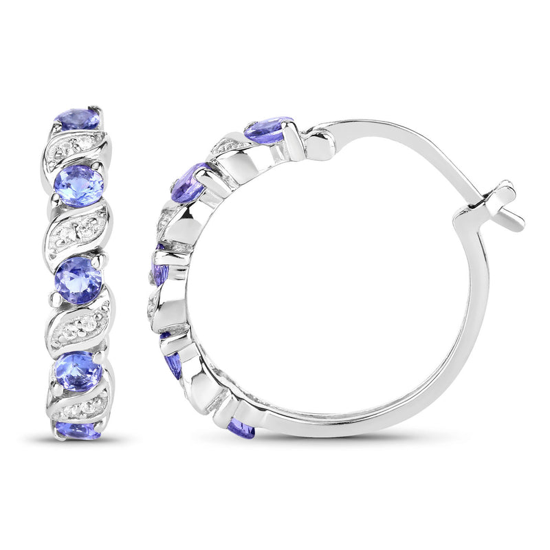 1.08 Carat Genuine Tanzanite and White Topaz .925 Sterling Silver Earrings