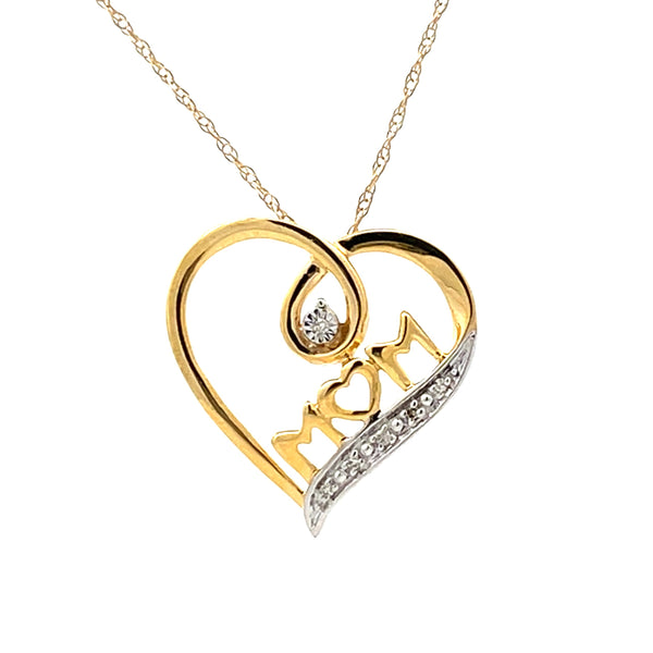 .04ct Diamond Heart Love Pendant 10KT Yellow Gold