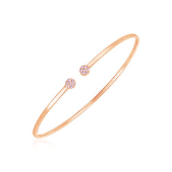 14k Rose Gold High Polish Diamond Cluster Bangle (2mm)