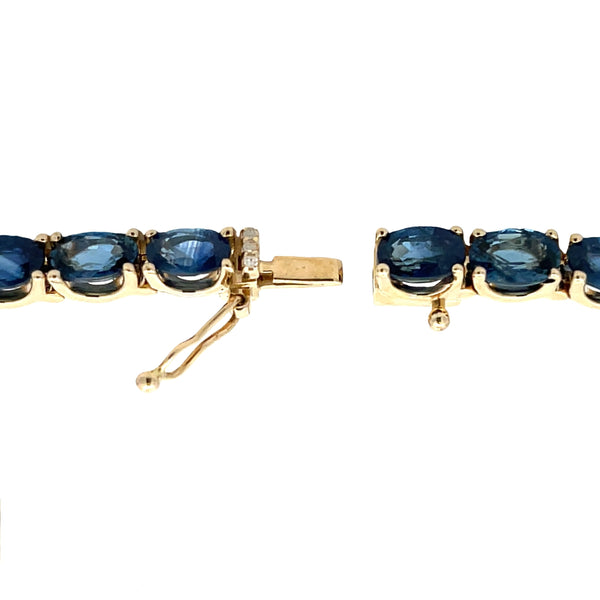 Sapphire Diamond Tennis Bracelet 14KT Yellow Gold