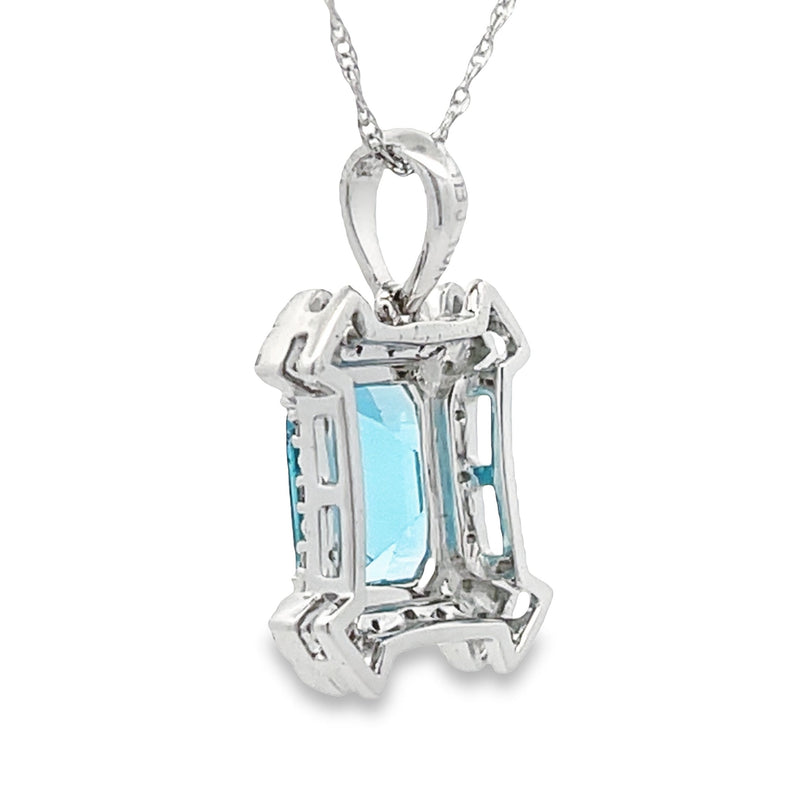 Blue Topaz Diamond Fashion Pendants 10KT White Gold