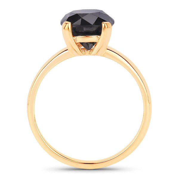 3.00 Carat Genuine Black Diamond 14K Yellow Gold Ring