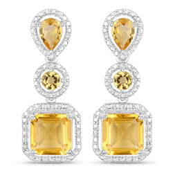 7.580 Carat Genuine Citrine .925 Sterling Silver Earrings