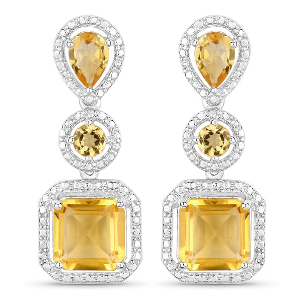 7.580 Carat Genuine Citrine .925 Sterling Silver Earrings