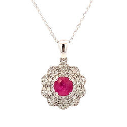 .58ct Ruby Diamond Fashion Pendants 14KT White Gold