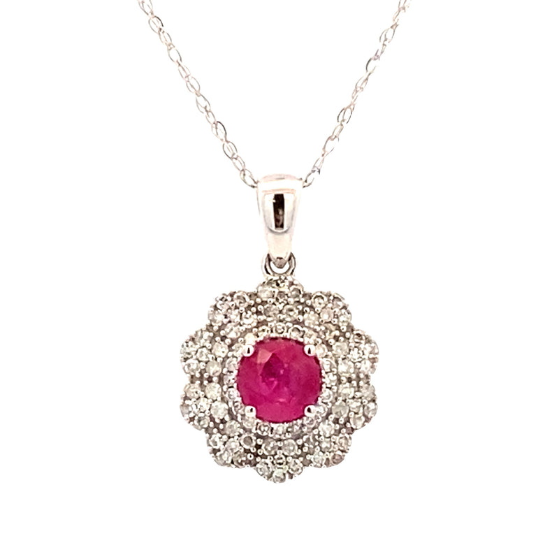 .58ct Ruby Diamond Fashion Pendants 14KT White Gold