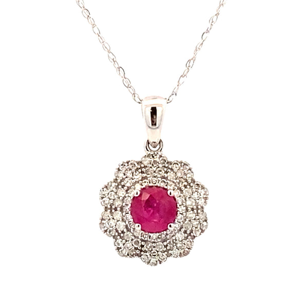 .58ct Ruby Diamond Fashion Pendants 14KT White Gold