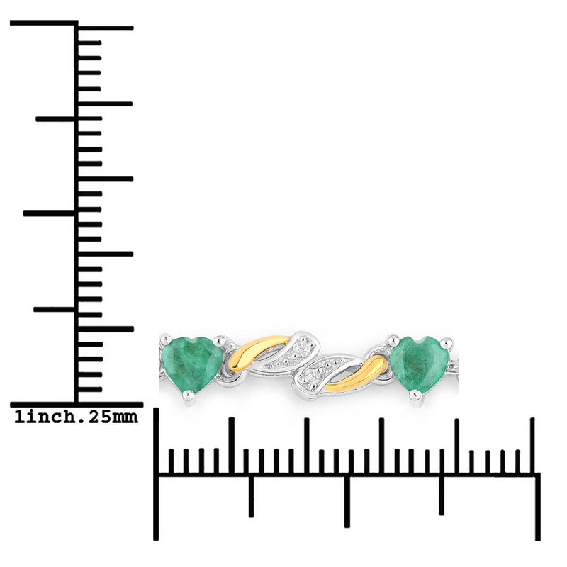 0.79 Carat Genuine Emerald and White Sapphire .925 Sterling Silver Bracelet