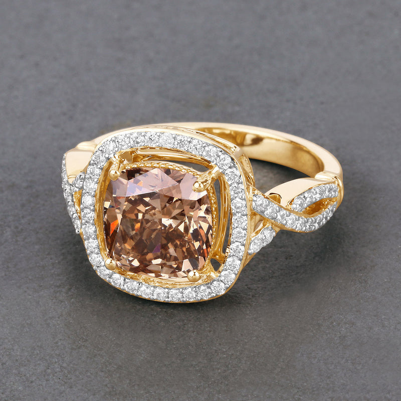 IGI Certified 3.00 Carat Genuine Brown Diamond Center and 0.43cttw White Diamond 18K Yellow Gold Ring (3.43cttw)