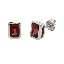 Genuine 1.20ct Garnet Stud Earrings 10KT White Gold