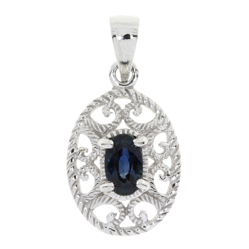 Genuine .30ct Sapphire Pendant 10KT White Gold