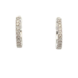 Genuine .30ct Diamond Hoop Earrings 14KT White Gold