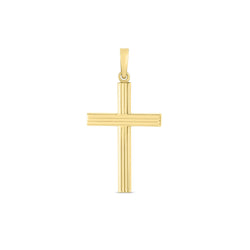 14k Yellow Gold High Polish Ribber Cross Pendant