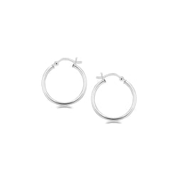 Sterling Silver Polished Thin Hoop Earrings with Rhodium Plating (20mm)