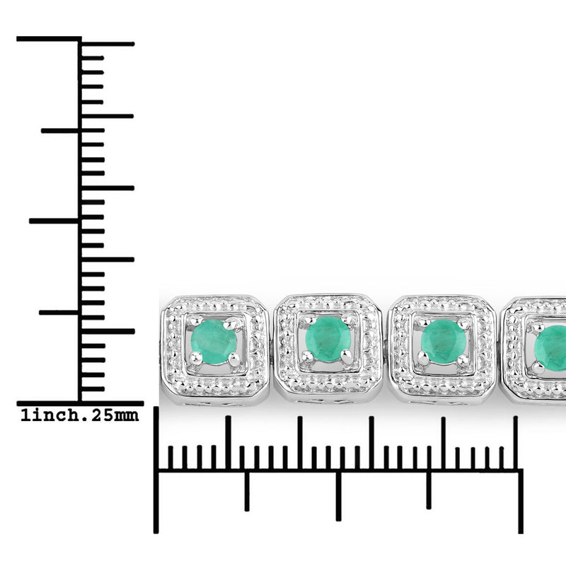 1.10 Carat Genuine Emerald .925 Sterling Silver Bracelet