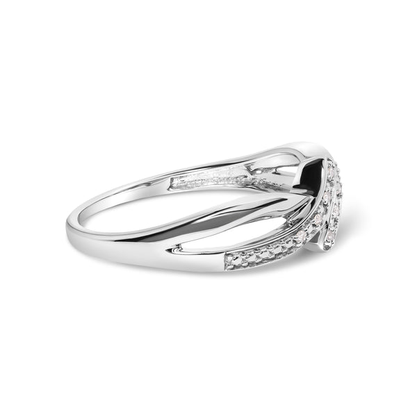 925 Sterling Silver Diamond Accent Bypass and Split Shank Band Ring (I-J Color, I2-I3 Clarity) - Ring Size 7