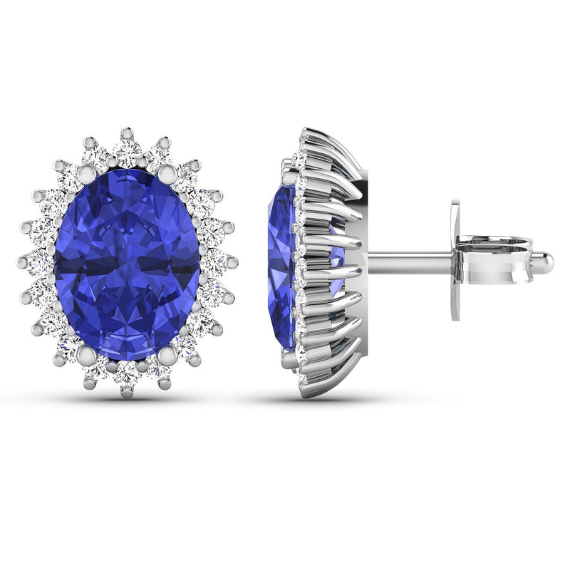 2.56 Carat Genuine Tanzanite and White Diamond 14K White Gold Earrings