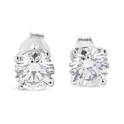 14K White Gold 1 3/4 Cttw Lab Grown Round Brilliant Diamond Solitaire Stud Earring (F-G Color, VS2-SI1 Clarity)