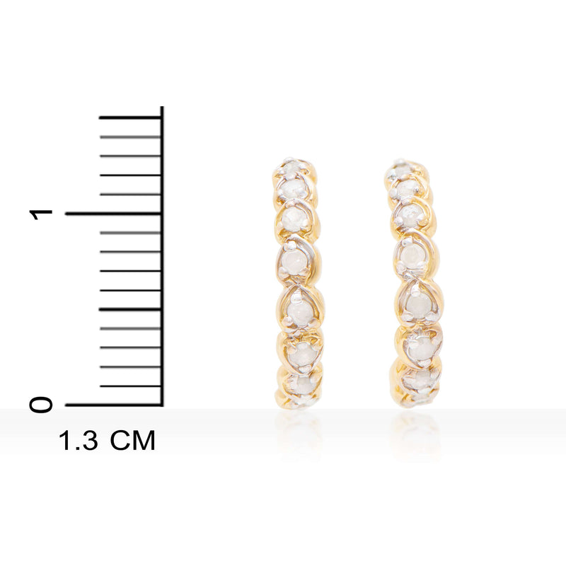 18k Yellow Gold Plated 925 Sterling Silver 0.51 Diamond Earrings for Women