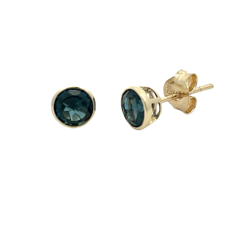 1.15ct London Blue Topaz Stud Earrings 10KT Yellow Gold