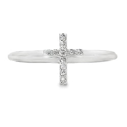 Natural .05ct Diamond Cross Ring 14KT White Gold