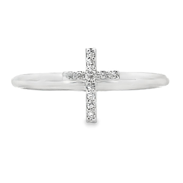 Natural .05ct Diamond Cross Ring 14KT White Gold