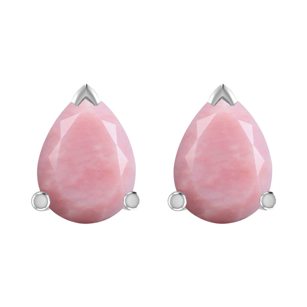 V3 Jewelry 925 Sterling Silver with Natural 2 Carat Pink Opal Stud Earrings Gift for Her