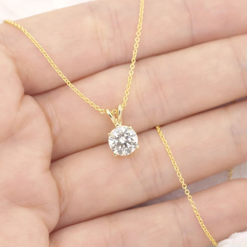 14KT Gold Diamond Pendant Diamond Solitaire Necklace 0.75ct Lab Grown Diamond Necklace Perfect Gift For Her