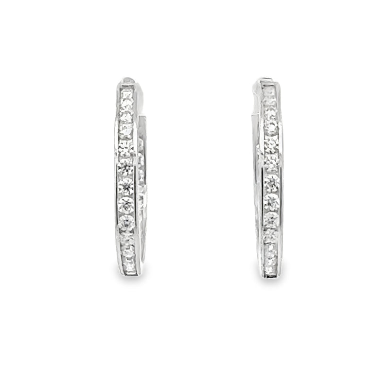 Natural 1.57ct Moissanite Hoop Earrings Sterling Silver