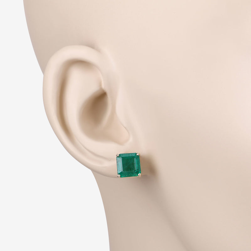 IGI Certified 4.36 Carat Genuine Zambian Emerald 14K Yellow Gold Earrings