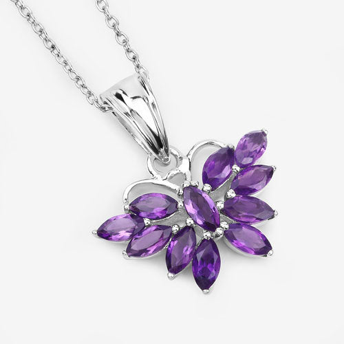 1.65 Carat Genuine Amethyst .925 Sterling Silver Pendant