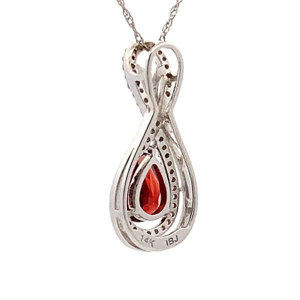 1.02ct Garnet Diamond Fashion Pendants 14KT White Gold