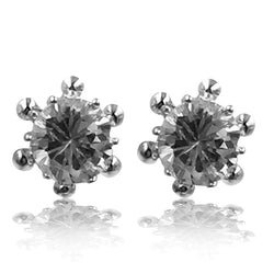 Silvertone CZ Stud Earrings