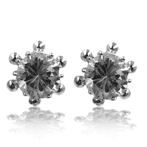 Silvertone CZ Stud Earrings