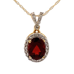 1.57ct Garnet Diamond Fashion Pendants 14KT Yellow Gold