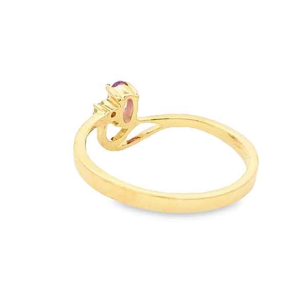 .02ct Created Alexandrite Diamond Ring 10KT Yellow Gold