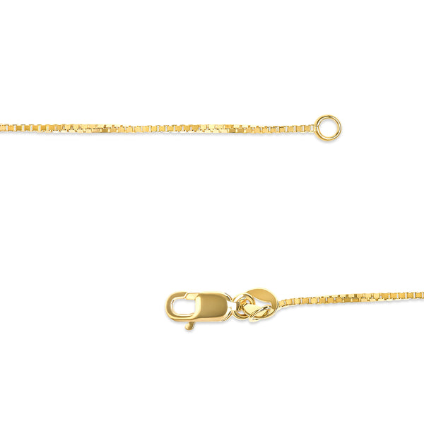 Solid 14K Yellow Gold 0.75mm Classic Box Chain Necklace. Unisex Chain - Size 16 Inches