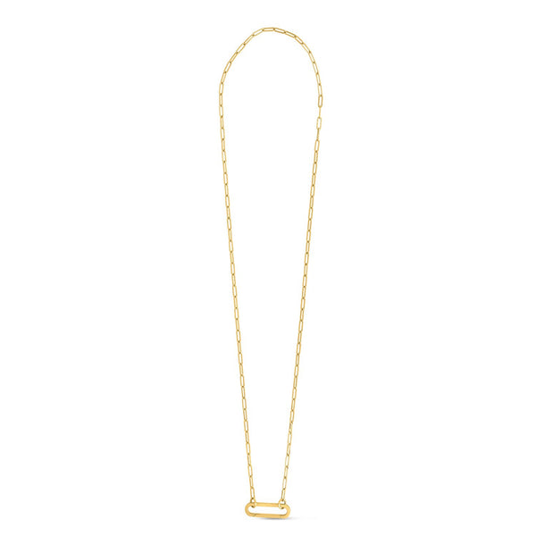 14k Yellow Gold Elongated Link Paperclip Necklace