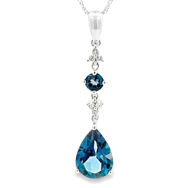 London Blue Topaz Fashion Pendants 14KT White Gold