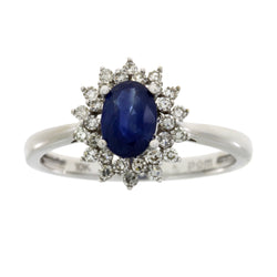 Genuine 1.25ct Sapphire Diamond Ring 10KT White Gold