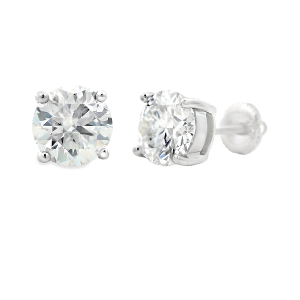 Genuine 4.00ct Moissanite Stud Earrings Sterling Silver