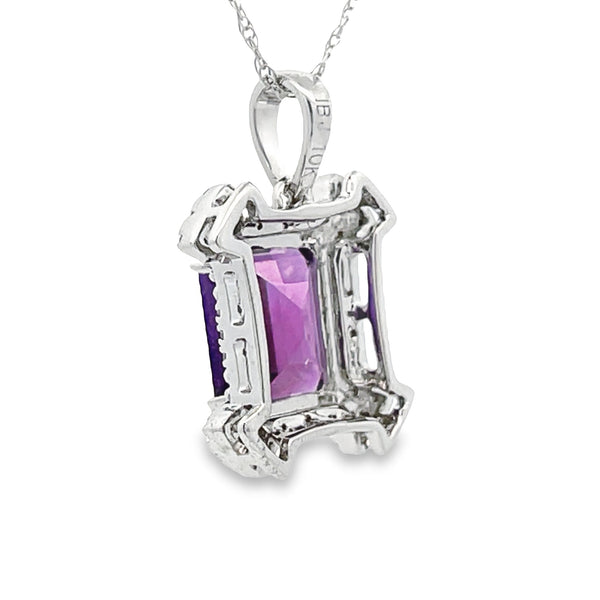 Amethyst Diamond Fashion Pendants 10KT White Gold