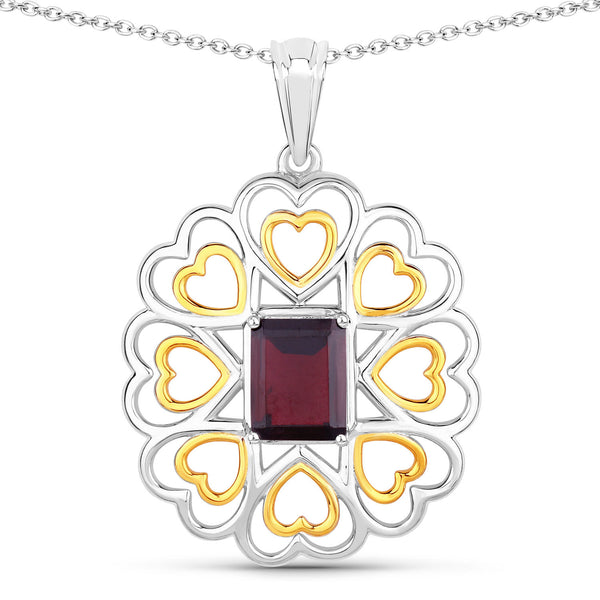 2.55 Carat Genuine Garnet .925 Sterling Silver Pendant