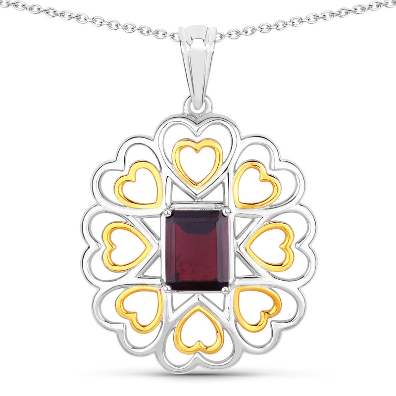 2.55 Carat Genuine Garnet .925 Sterling Silver Pendant