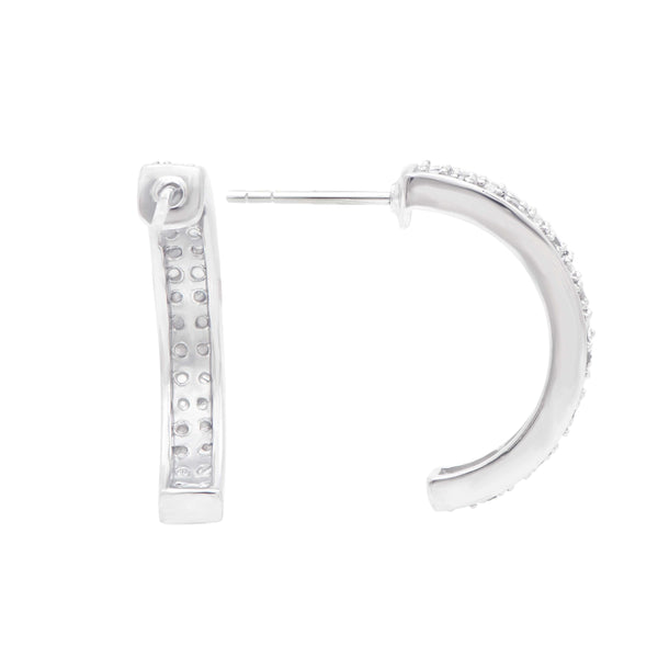 Rodium Plated 925 Sterling Silver 0.25 Diamond Earrings for Women